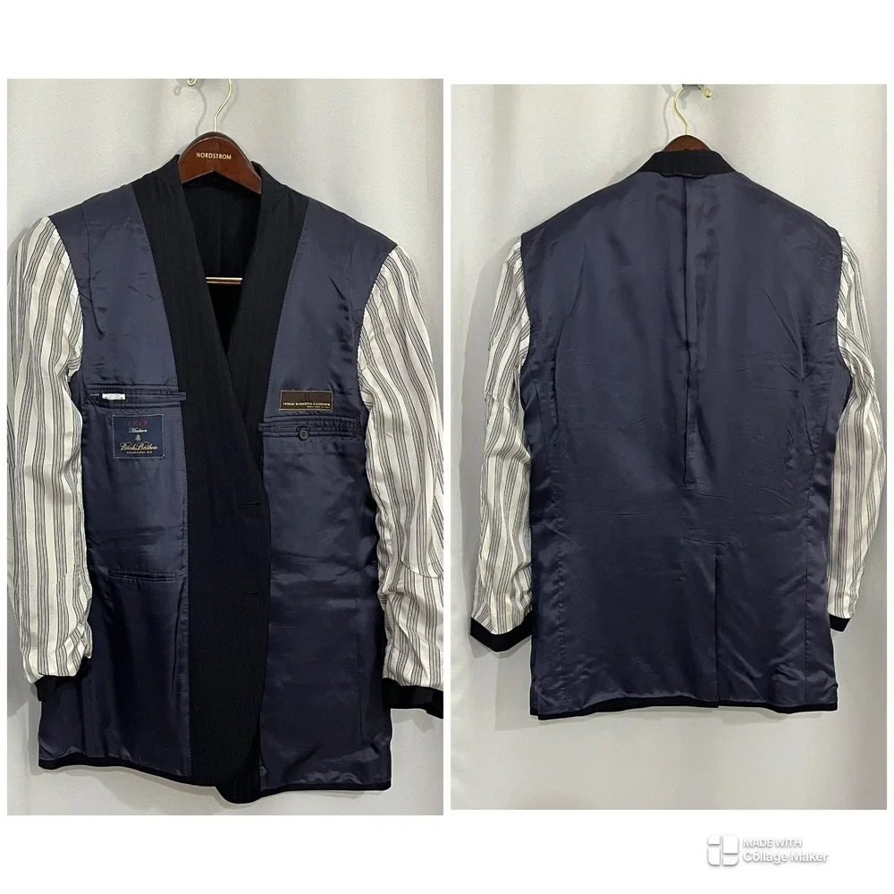 Brooks Brothers 1818 Madison 41R Vitale Barberis Canonico Navy Pinstripe Blazer
